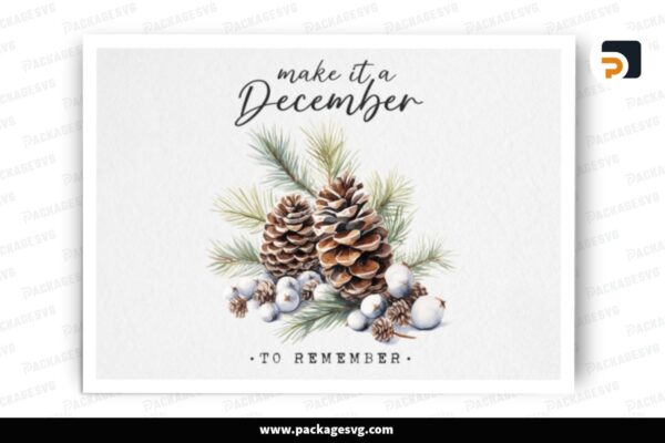 Winter Pine Cones PNG Sublimation Design Free Download