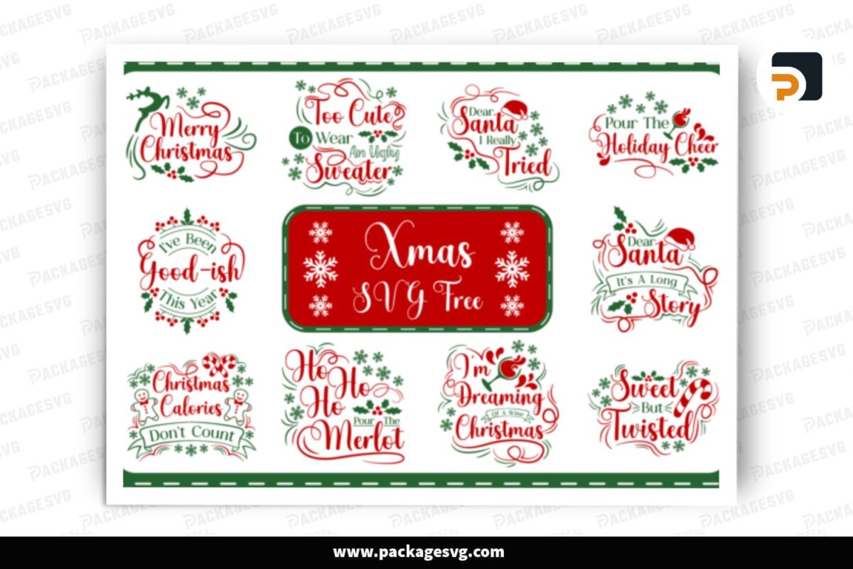 Xmas SVG Bundle, 10 Christmas Designs Free Download