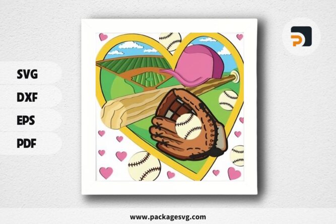 3D Baseball Heart Shadowbox, Sport SVG Paper Cut File LR8WCO8X (2)