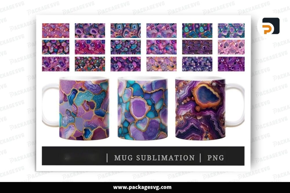 3D Glamourous Pattern Sublimation Design Bundle, 20 Skinny Mug Wrap (3)