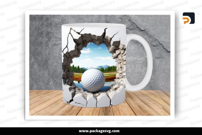 3D Golf Ball Lake Hole Sublimation, 11oz 15oz Skinny Mug Wrap LRA3GEBE (2)
