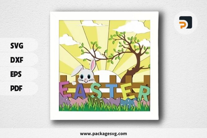 3D Happy Easter Day Shadowbox, SVG Paper Cut File LRKD6IV1 (2)