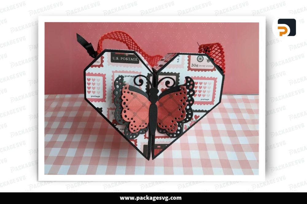 3D Heart Gift Box Template, Valentine SVG Paper Cut File (2)