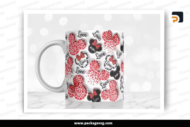 3D Inflated Mickey Mouse Sublimation, 11oz 15oz Valentine Skinny Mug Wrap (2)