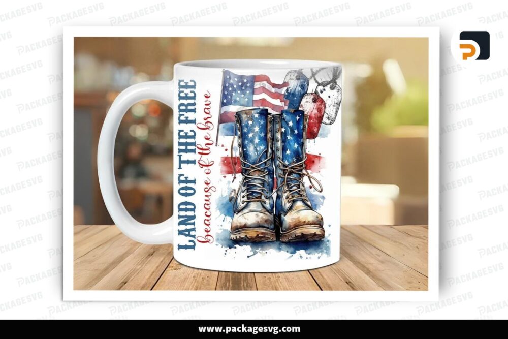 3D Veteran Us Flag Sublimation Design, 11oz 15oz 4th Of July Skinny Mug Wrap (2)