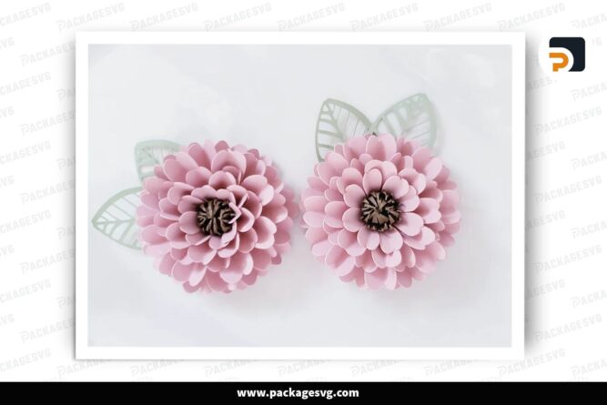3D Zinnia Flower Template, SVG Paper Cut File (2)