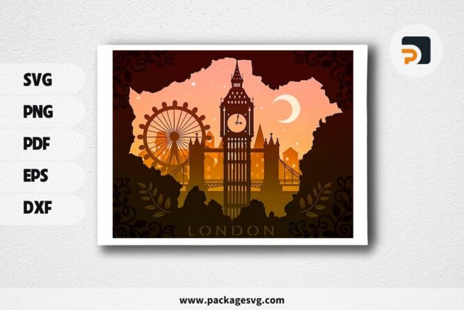 Big Ben Lightbox, London Eye SVG Paper Cut File LQXIMSNE