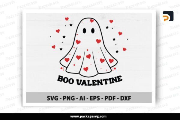 Boo Valentine, Heart Ghostie Spooky SVG Design Free Download