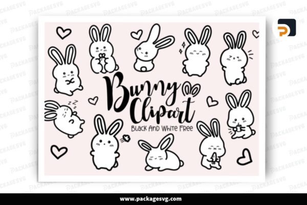 Bunny SVG Clipart Bundle, 10 Designs Free Download