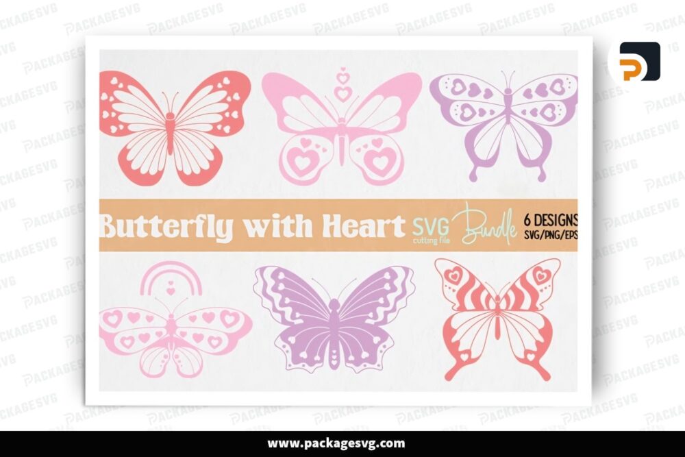 Butterfly With Heart SVG Bundle, 6 Valentine Design Files LR1FSYYM (2)