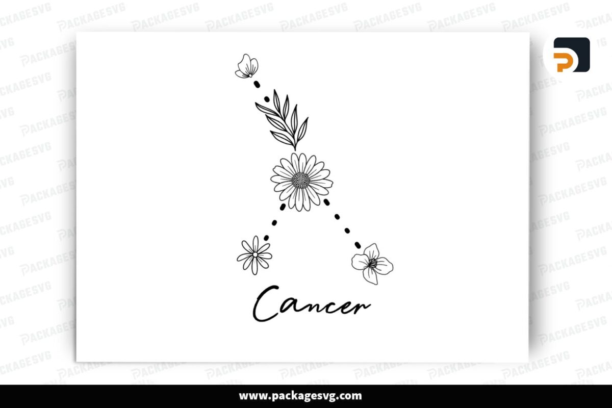 Cancer Floral Zodiac SVG Design Free Download