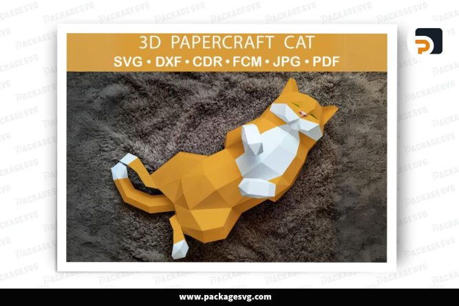 Cat Papercraft Template, SVG Paper Cut File (1)