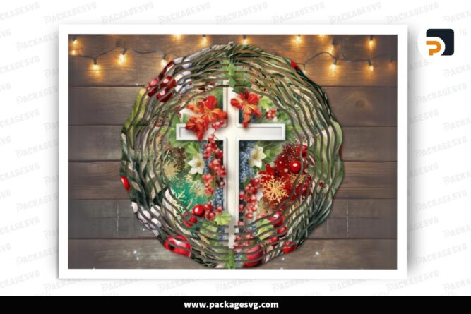 Christmas Cross Wind Spinner PNG, Sublimation Design (2)