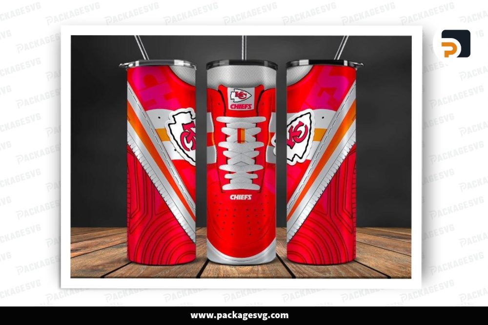 City Chiefs Sneaker Sublimation Design, 20oz NFL Skinny Tumbler Wrap (1)