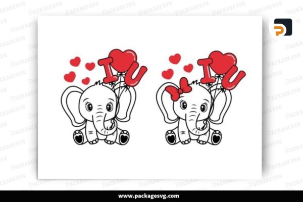 Cute Elephant SVG, Valentine Design Free Download