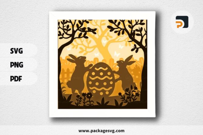 Easter Bunny Shadowbox, SVG Paper Cut File (2)