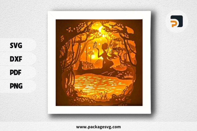 Fairy In Forest Lightbox, SVG Paper Cut File (5)