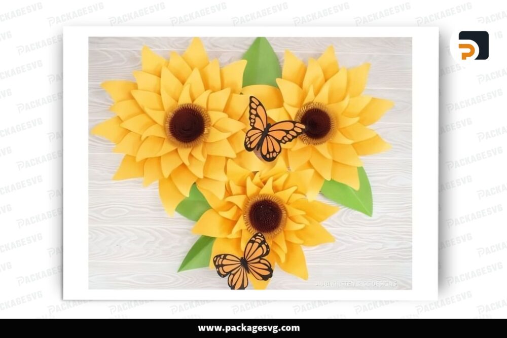 Giant Sunflower Template, SVG Paper Cut File LRG395Z6 (2)