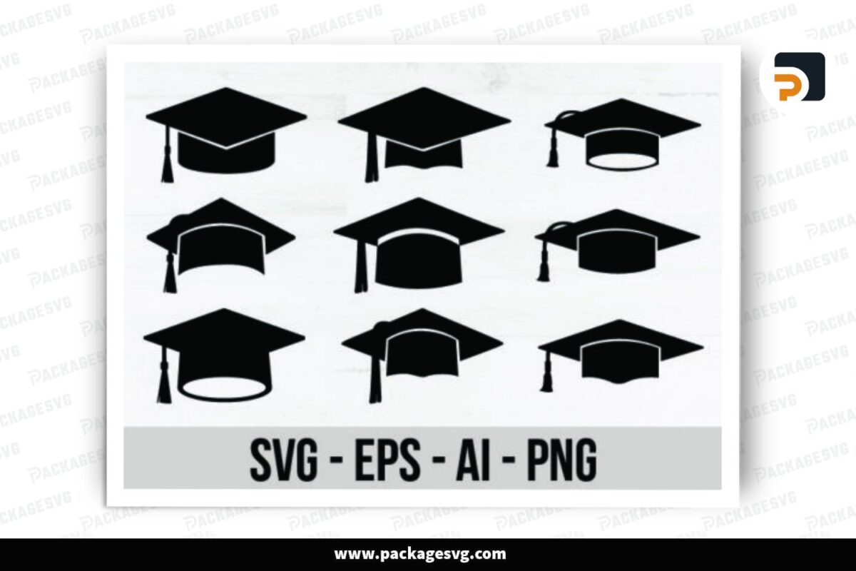 Graduation Caps Ribbon SVG Bundle, 10 Designs Free Download