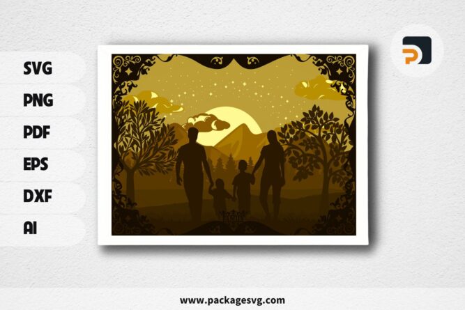 Happy Family Lightbox, Night SVG Paper Cut File LQXGIA2V (1)
