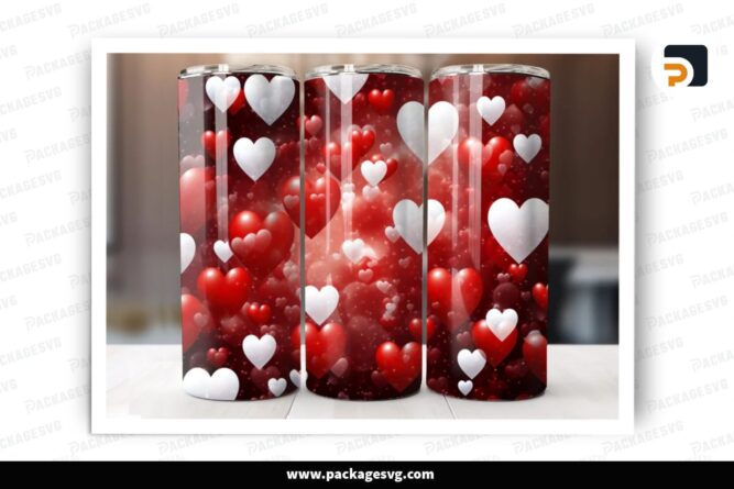 Heart Balloon Sublimation Design, 20oz Valentine Skinny Tumbler Wrap (2)