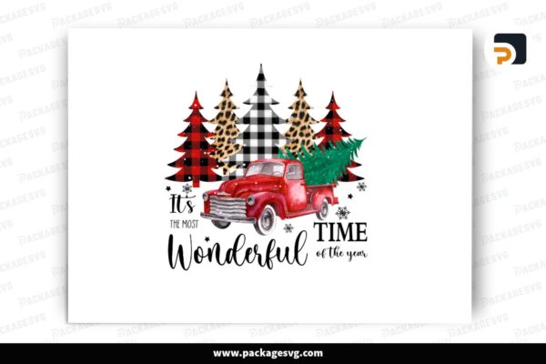 It's the Most Wonderful Time Red Truck Sublimation PNG Free Download