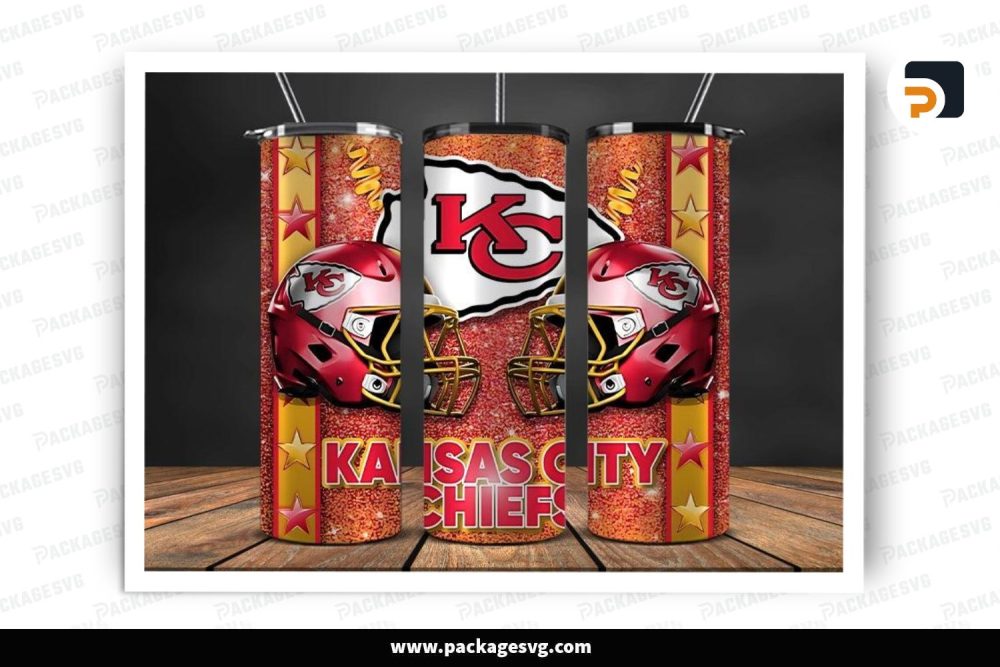 Kansas City Chiefs Sublimation Design, 20oz NFL Skinny Tumbler Wrap (1)
