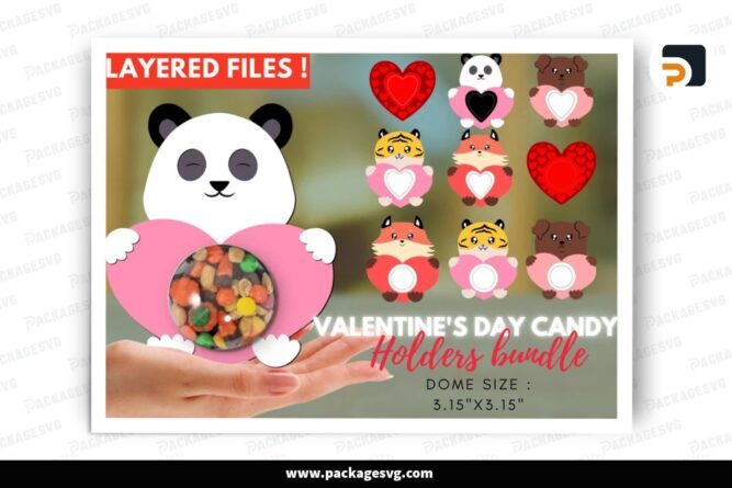 Kid Valentine Candy Holder SVG Bundle, 10 SVG Paper Cut Files (4)