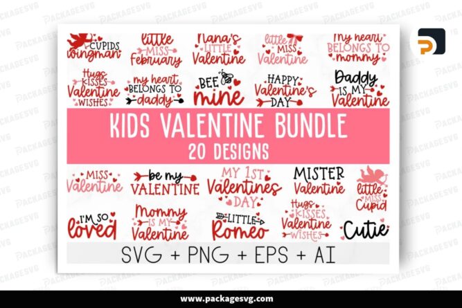 Kids Valentine SVG Bundle, 20 Design Files (3)
