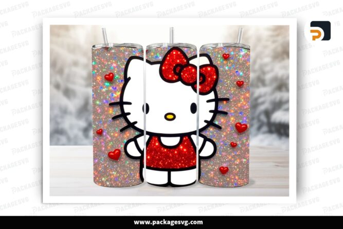 Kitty Sublimation Design, 20oz Hello Kitty Skinny Tumbler Wrap (1)