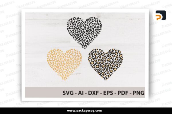 Leopard Print Heart SVG Bundle, 3 Designs Free Download
