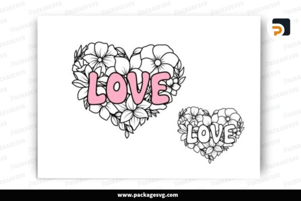 Love Flower Heart SVG Design Free Download