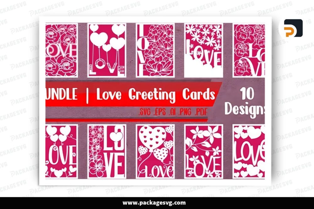 Love Greeting Cards Bundle, 10 Valentine SVG Paper Cut File LRBF8CUB (6)
