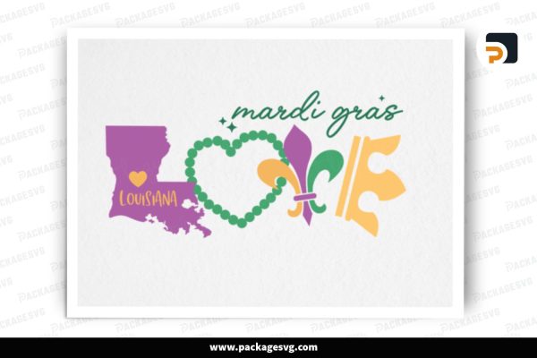 Love Mardi Gras SVG Design Free Download