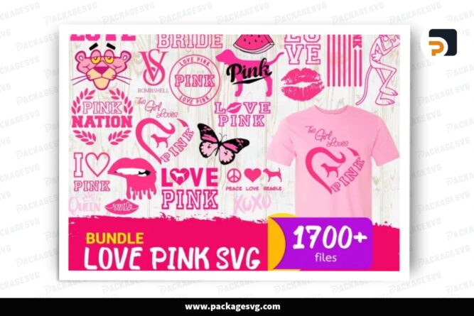 Love Pink SVG Bundle, 1700 Valentine Design Files LR8UG2FA (4)
