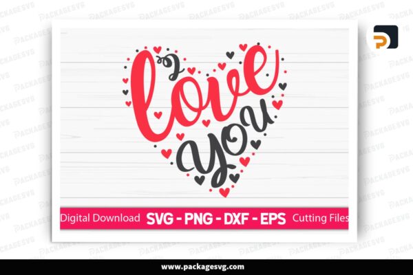 Love You Heart, Valentine SVG Design Free Download