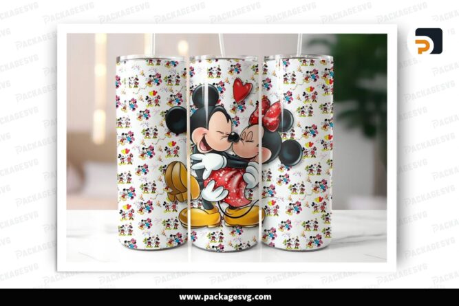 Mickey And Minnie Sublimation Design, 20oz Cartoon Skinny Tumbler Wrap (2)
