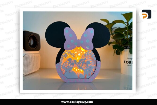 Mickey And Minnie Wedding Mouse Lantern, Disney Valentine SVG Paper Cut File (4)