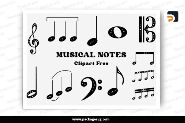 Musical Notes Clipart SVG Bundle, 10 Designs Free Download