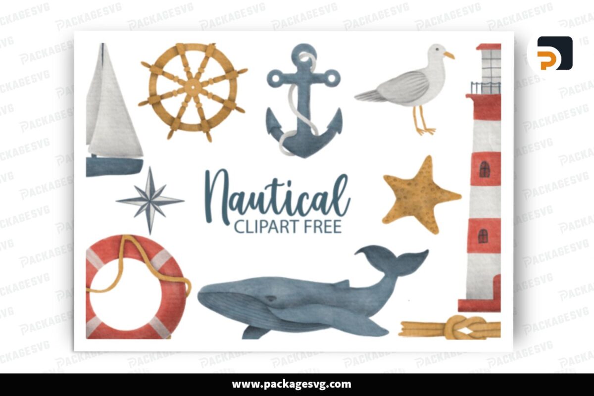 Nautical Clipart SVG Bundle, 10 Designs Free Download