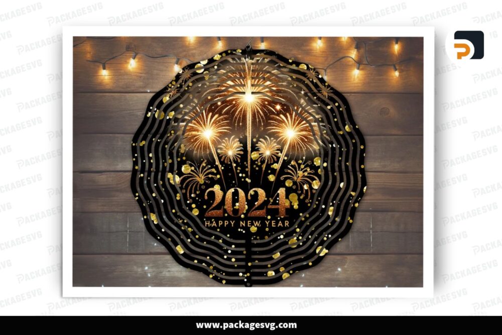 New Year 2024 Wind Spinner PNG, Firework Sublimation Design (2)