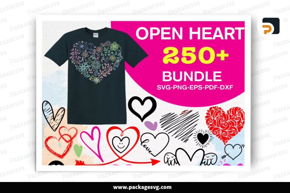 Open Heart SVG Mega Bundle, 250 Valentine Design File LRG46EB7 (2)