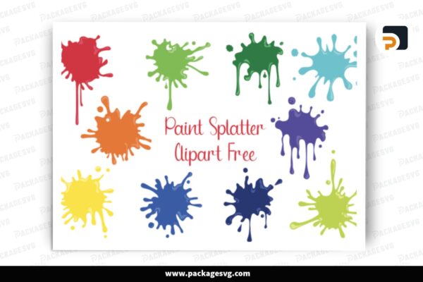 Paint Splatter Clipart SVG Bundle, 10 Designs Free Download