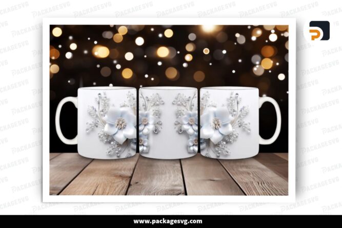 Pearl Floral Sublimation Design, 15oz Skinny Mug Wrap (1)