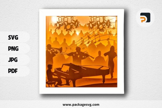 Piano Concert Lightbox, Music SVG Paper Cut File (1)