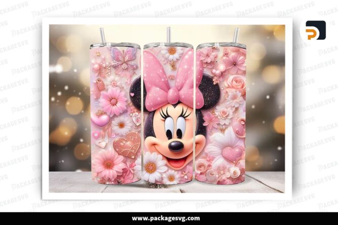 Pink Minnie Mouse Sublimation Design, 20oz Mickey Skinny Tumbler Wrap (2)