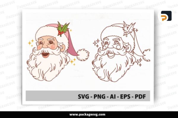 Retro Pink Santa Claus, SVG Design Free Download