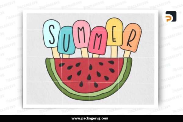 Retro Summer Watermelon, PNG Sublimation Design Free Download