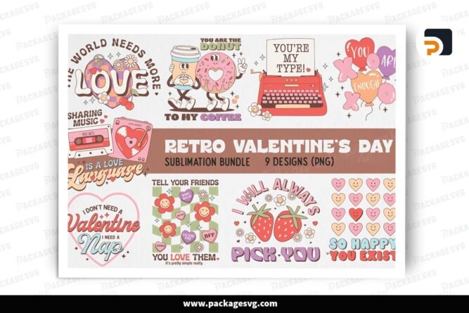 Retro Valentine’s Day Bundle, 9 PNG Sublimation Designs LR1H3386 (4)