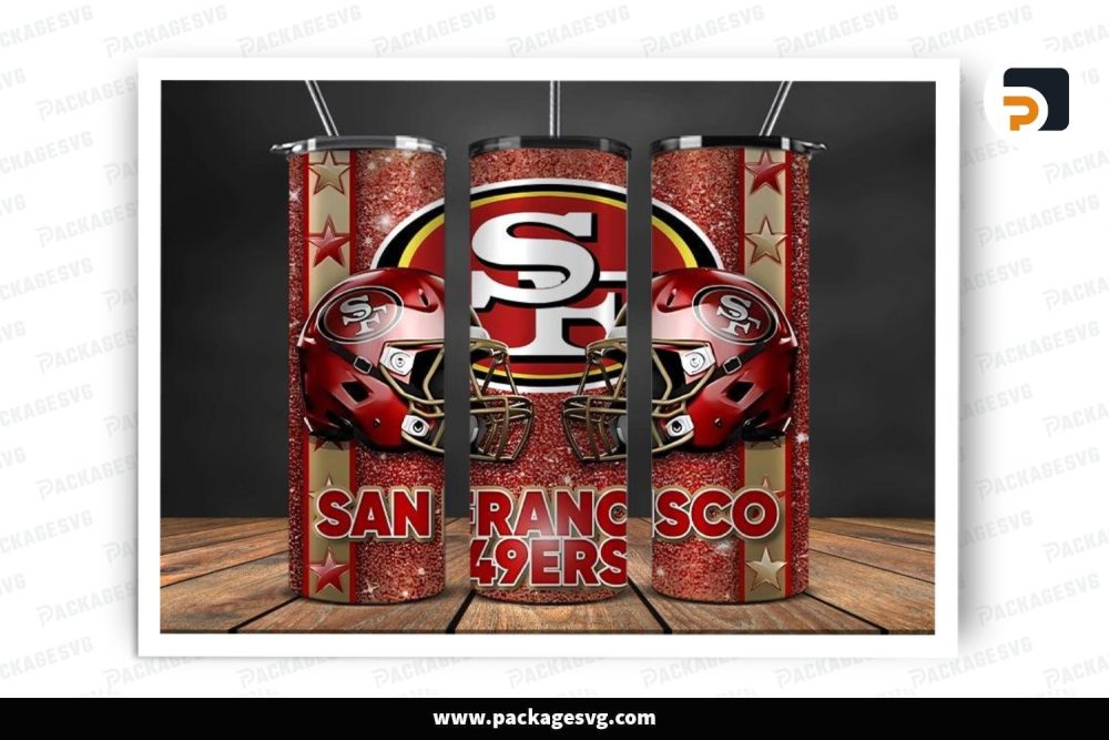 San Francisco 49ers Sublimation Design, 20oz NFL Skinny Tumbler Wrap (1)